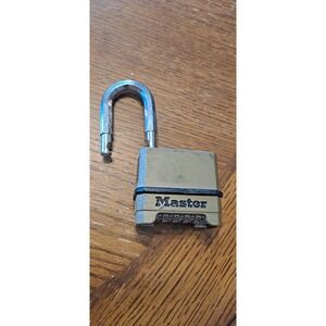 Master Lock Heavy Duty Outdoor Combination Lock, 1-1/2 in. Shackle, Brass Finish